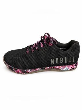 NOBULL Midnight Palm SuperFabric Trainer Shoes Black Pink M9 W10.5 Sporty Gym